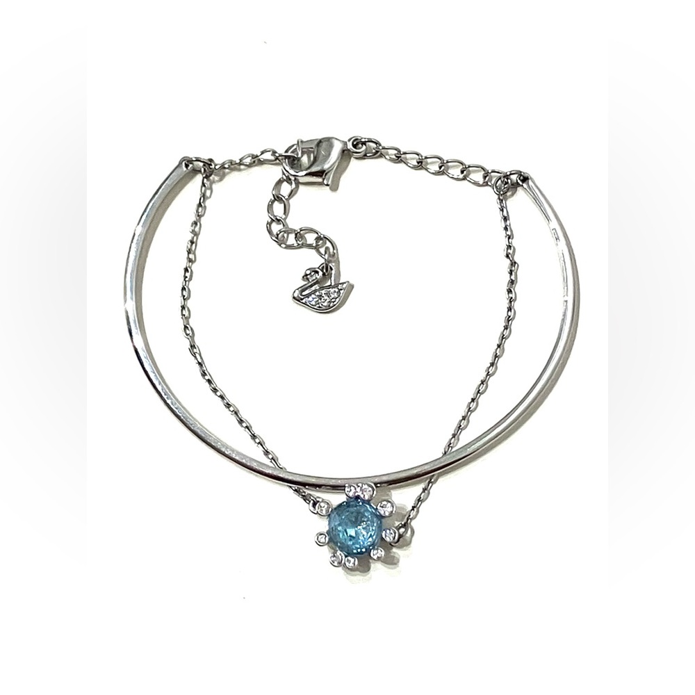 Swarovski Olive Aqua Crystal Bangle Bracelet